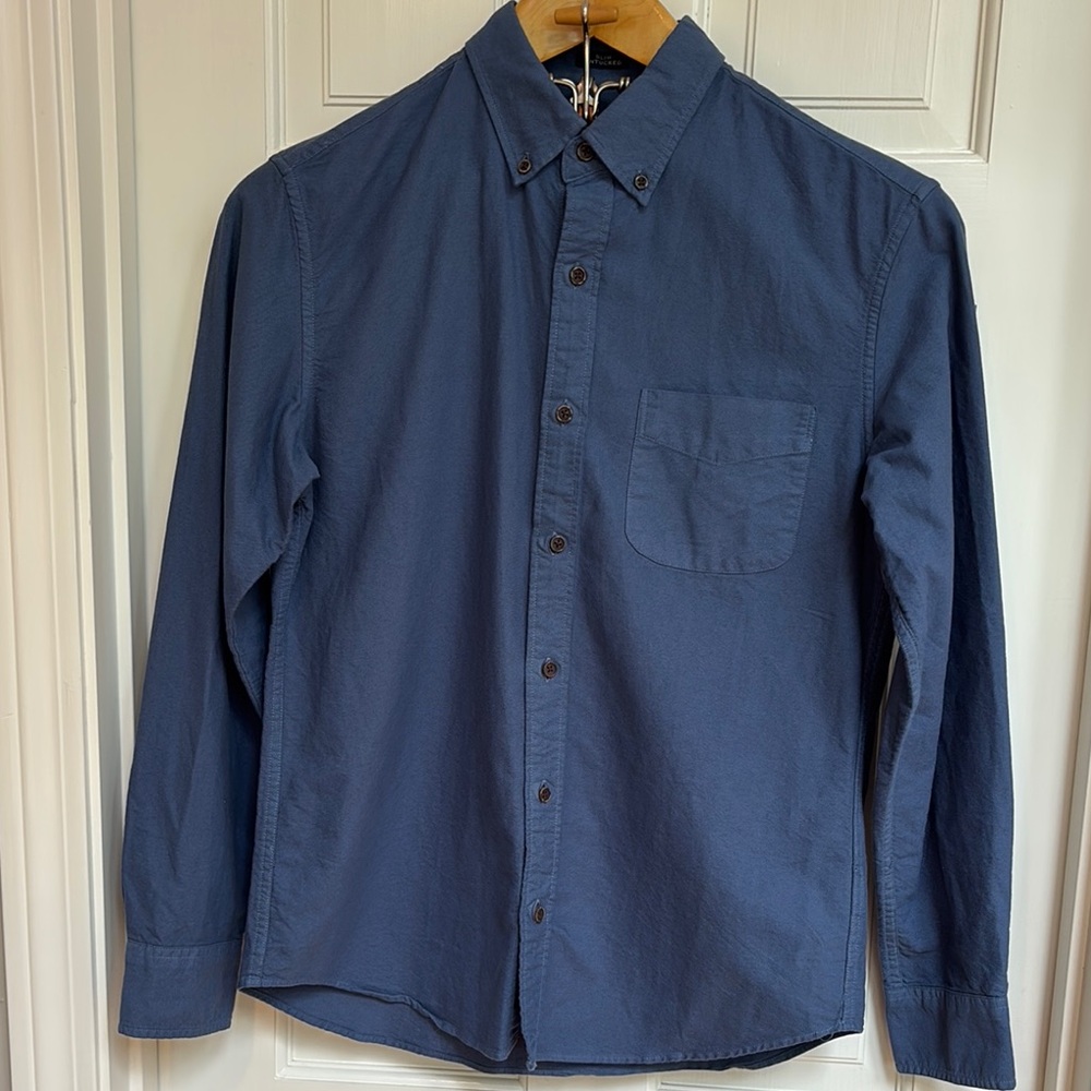 Men's JCrew garment dye Blue Button-Down Shirt
